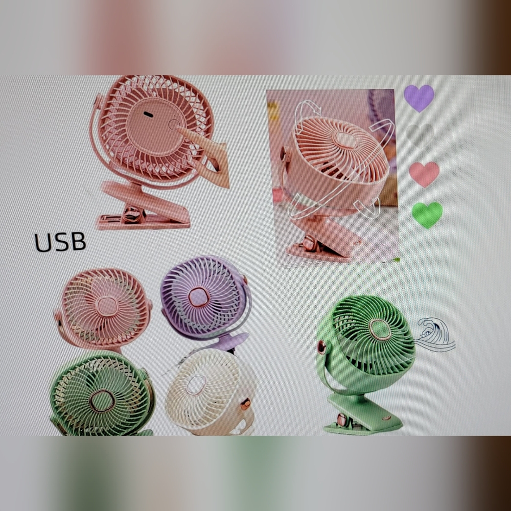 New In Box USB Mini Desk Fan Pink, Green, White, Purple Indicate Which Color